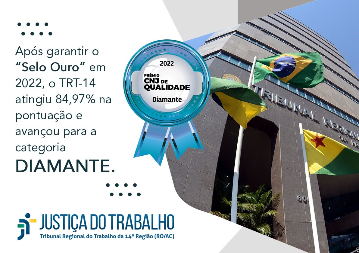 Fachada do TRT-14 com informativo sobre a premiação