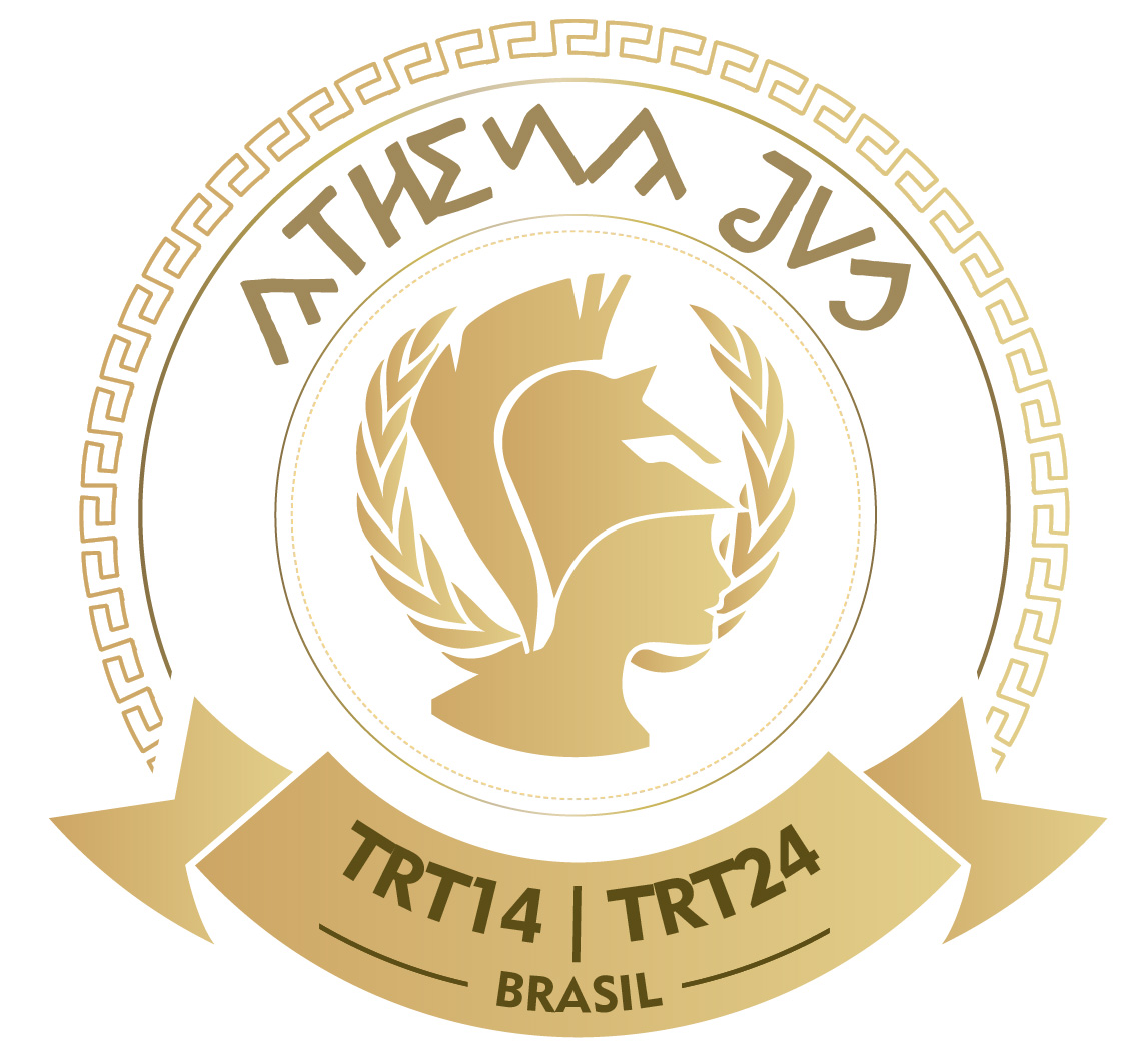 Logo do Athenas Jus com as siglas dos tribunais parceiros do evento: TRT-14 e TRT-24.