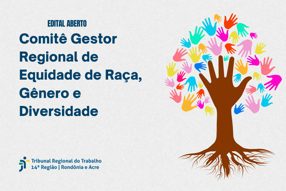 Arte mostra uma árvore formada por várias mãos e texto: Comitê Gestor Regional de Equidade de Raça, Gênero e Diversidade.