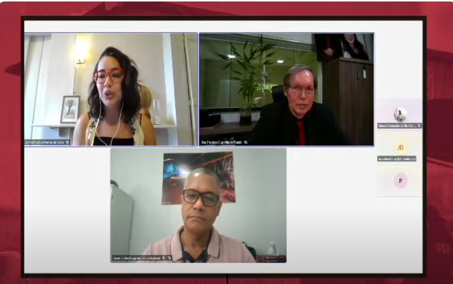 Imagem da tela da sala virtual durante live no YouTube