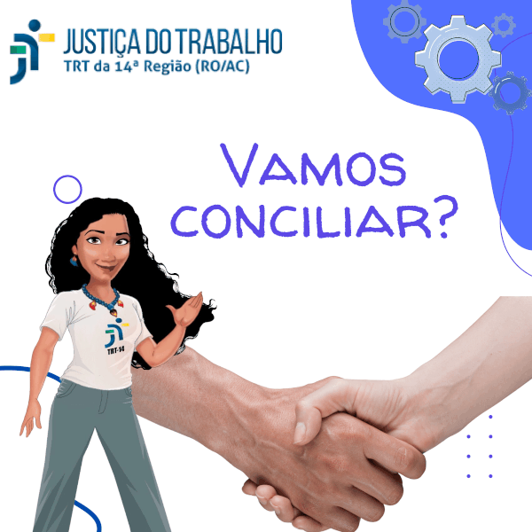 Assistente virtual Raira com o texto: Vamos conciliar e ao fundos duas mãos se apertando
