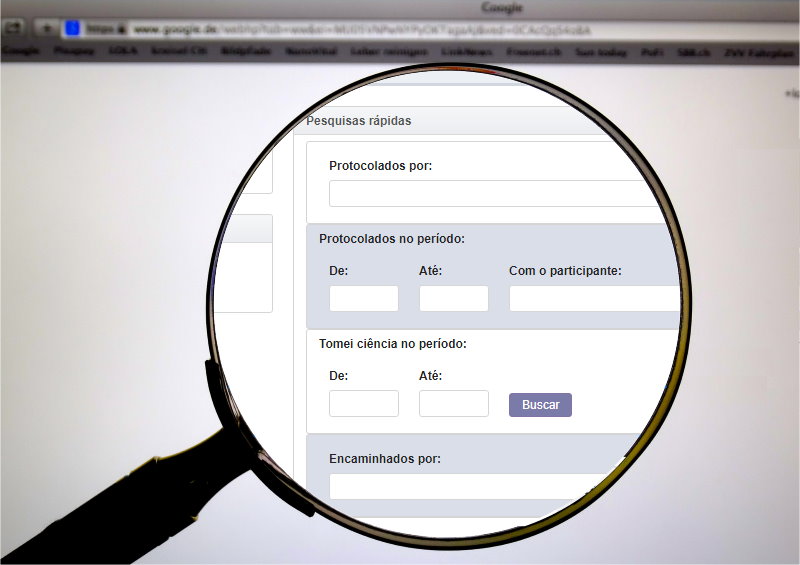 Lupa sobre a tela de pesquisa do PROAD