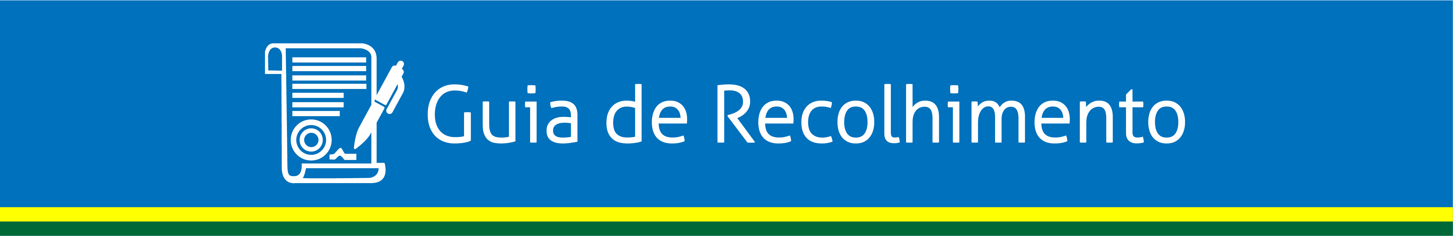 ícone de um documento com uma caneta em linhas brancas em um fundo azul com uma faixa em amarelo e abaixo uma faixa verde no rodapé
