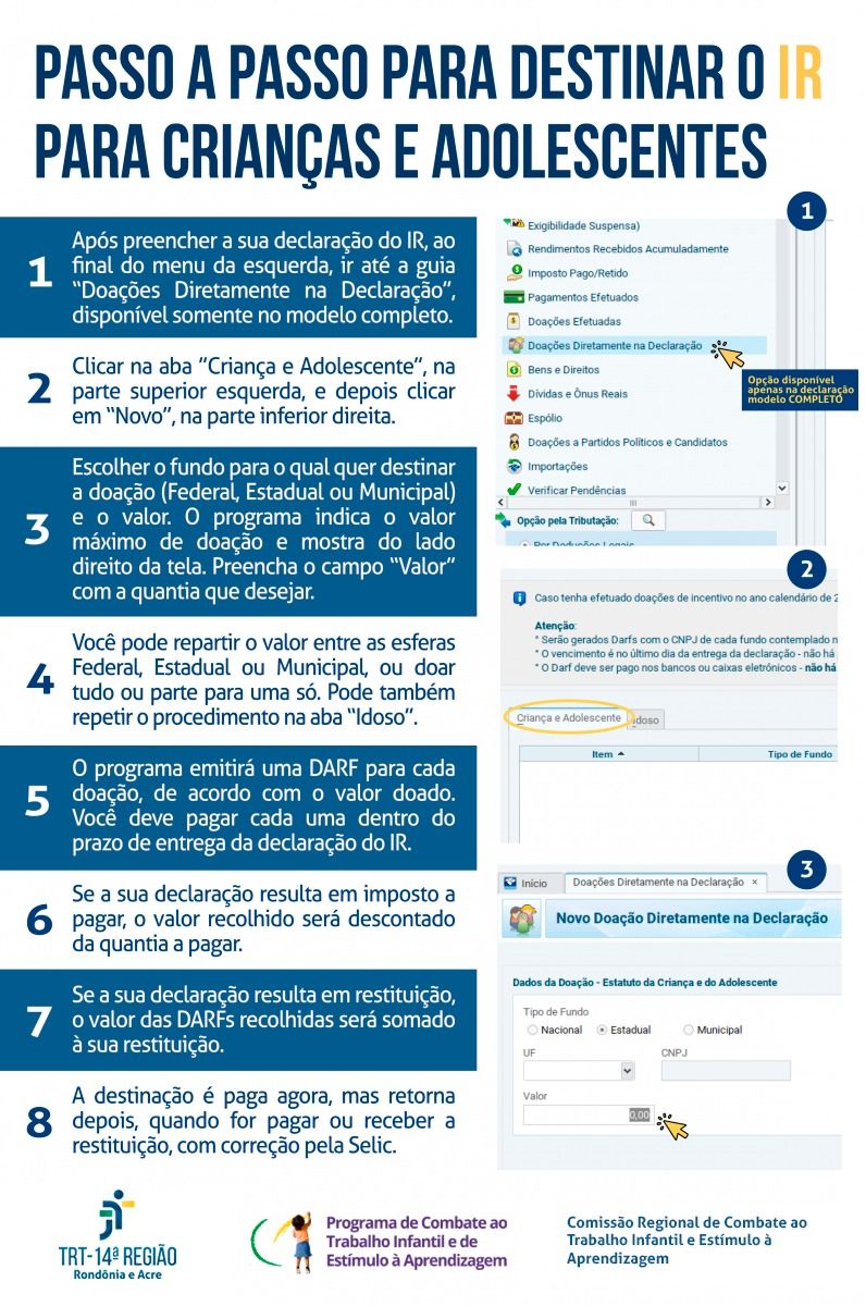 Imagem com as instruções passo a passo para doar, as mesmas estarão descritas em texto logo abaixo"